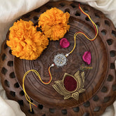 Vriksham Rakshabandhan Oxidized Sliver Golden Shade Flower Rakhi-RB158